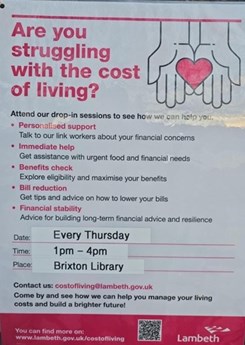 Lambeth Council Cost of Living sessions